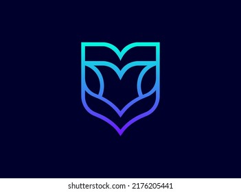 The minimalist symbol design concept. Modern creative logo with a shield for identity and business. Vector, 2022-2023