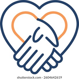 Minimalist Symbol of Hands Gently Hugging