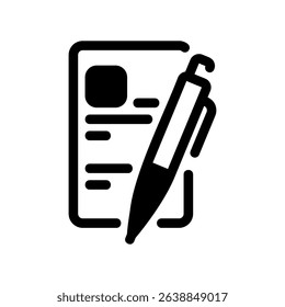 Minimalist Symbol Representing a Checklist and a Writing Utensil