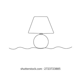 Lámpara de mesa minimalista en arte continuo de una línea. Ilustración de iluminación de escritorio moderna simple
