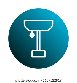 Minimalist table lamp icon in teal circle symbolizing modern interior lighting and home decor with simple design
