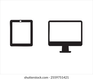 Minimalist Tablet and Computer Monitor Icons - Technology, Device, and Digital Symbols