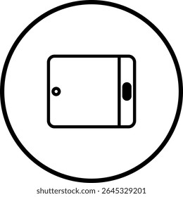 Icono minimalista de la tableta en un círculo, que representa la tecnología y la comunicación digital