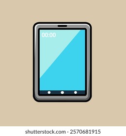 minimalist tablet vector design illustration, black with blue screen.