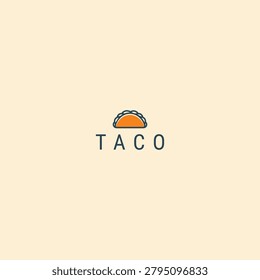 Minimalist taco logo design with simple illustration and text