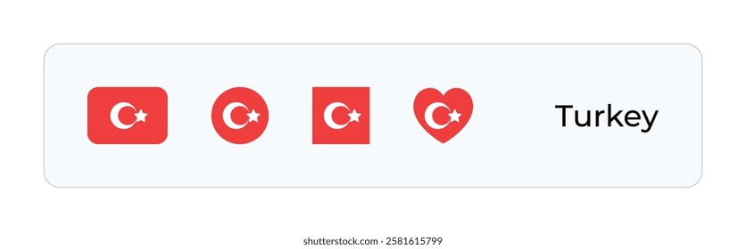 Minimalist Taiwan Flag Icons. Rectangular, Square, Circular, Heart Designs for UI-UX, Web and Print