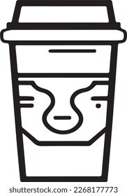 Minimalist Takeaway Coffee Cup Icon on White Background - Vector Illustration