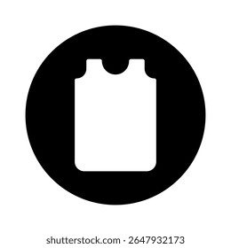 Ícone minimalista da parte superior do tanque em um símbolo de círculo preto para a indústria de roupas e moda