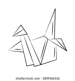 minimalist tattoo boho origami paper duck line art icon over white background vector illustration