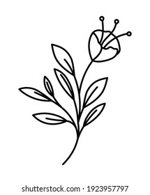 minimalist tattoo of a plant and flower on a white background vector illustration design