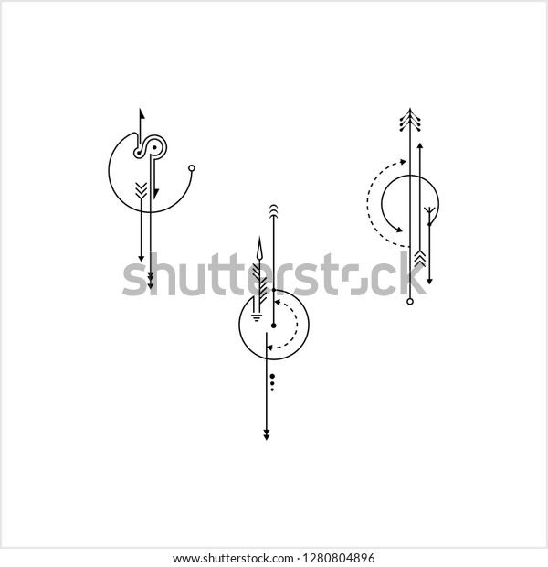 Minimalist Tattoo Set Modern Subtle Aesthetic Stock Vector