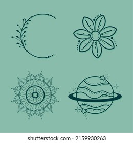 minimalist tattoos set four icons
