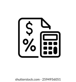 Minimalist Taxation Symbol Monochrome Stroke Design Featuring Checklist Currency and Percentage for Business and Finance