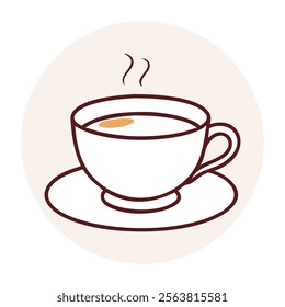 Minimalist Tea Cup Vector Illustration with Steam.