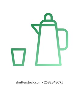 Minimalist Tea Set Icon, Green Gradient Design