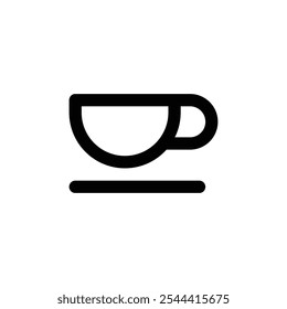 Minimalistisches Teetassen-Symbol mit Untertasse in einfacher Linienkunst.