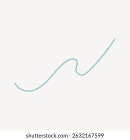 Minimalist teal line art on a light background. Simple, abstract design with a flowing, curved line. Perfect for modern, minimalist decor or graphic design. Graphic element vector.