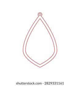 Minimalist teardrop earring outline for laser cutting and jewelry design.