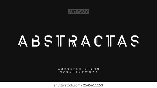 Alfabeto técnico minimalista, fonte moderna nítida, tipo digital limpo, logotipo elegante sci-fi e título. Tipografia futurista abstrata. Tipo de vetor