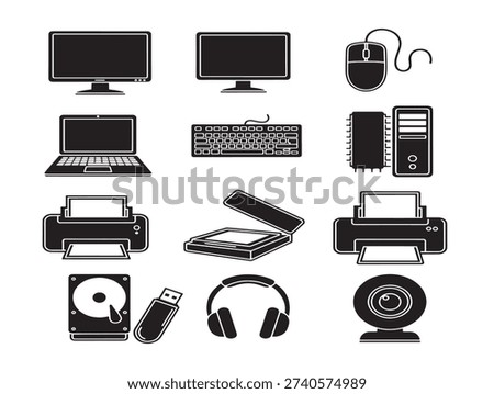 Minimalist tech gadgets and devices set