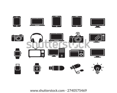 Minimalist tech gadgets and devices set