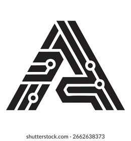 Logotipo técnico minimalista em preto e branco símbolo moderno para a marca digital