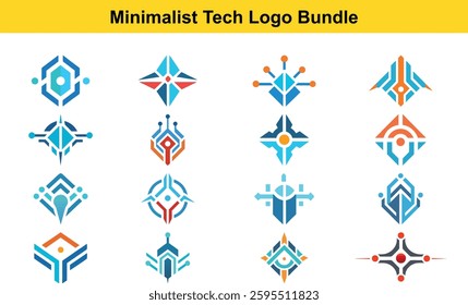 Minimalist Tech logo Bundle, logo design symbol template