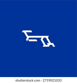 estilo tecno minimalista EQ conceito inicial de esportes design monograma carta logotipo moderna