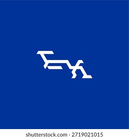 estilo tecno minimalista EX concepto inicial de deporte electrónico diseño monograma moderno logo letra