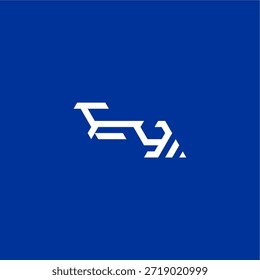 estilo tecno minimalista EY concepto de exportación inicial diseño monograma moderno logo letra