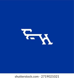 estilo tecno minimalista FH concepto inicial de deporte electrónico diseño monograma moderno logo letra