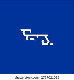 estilo tecno minimalista FJ concepto inicial de deporte electrónico diseño monograma moderno logo letra