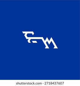 minimalist techno style FM initial esport concept design monogram modern logo letter