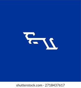 minimalist techno style FU initial esport concept design monogram modern logo letter
