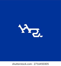 minimalista estilo techno monograma moderno logotipo letra inicial design de conceito de esportes HZ