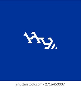 minimalista estilo techno monograma logotipo moderno letra inicial concepto de deporte electrónico diseño HY