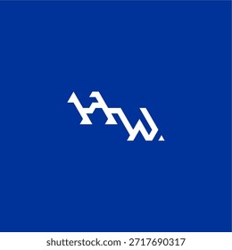 minimalistisches technisches Monogramm modernes Logo Buchstabe anfängliche Unterstützung Konzept Design HW