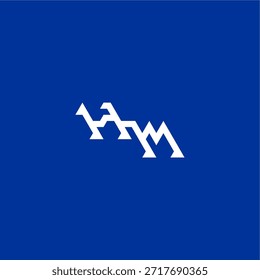 minimalist techno style monogram modern logo letter initial esport concept design HM