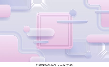 Minimalist technology background vector illustration with abstract soft gradient elements (shapes) in pink and grey tones for modern UI, digital design, and futuristic interface templates.