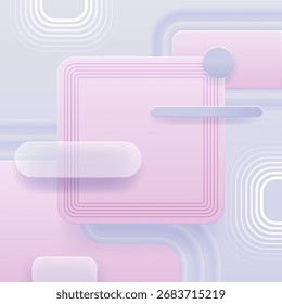 Ilustração minimalista do vetor de fundo da tecnologia com elementos de gradiente suave abstratos (formas) em tons de rosa e cinza para UI moderna, design digital e modelos de interface futurista.