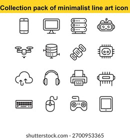 Minimalist technology icon set collection for modern design projects