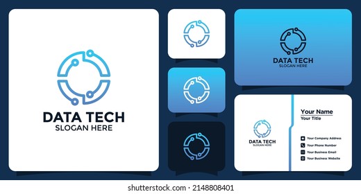 diseño de logotipo de tecnología minimalista y plantilla de tarjeta de marca