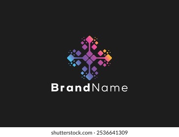Minimalist technology logo. Modern style business futuristic tech logo
