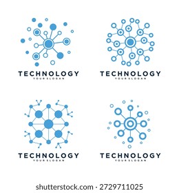 Minimalist technology logo with network connections and nodes