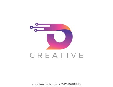 Minimalist Technology moderne Chat Logo Design Vektorvorlage. Kreatives, modernes Chat-Logo