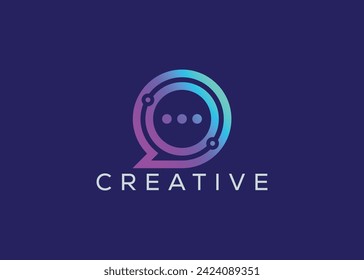 Minimalist Technology moderne Chat Logo Design Vektorvorlage. Kreatives, modernes Chat-Logo