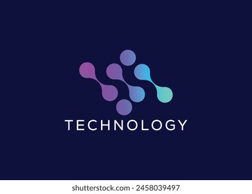 Logo de Vector de Tecnología minimalista. Logotipo de Vector de Tecnología moderna