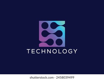 Logo de Vector de Tecnología minimalista. Logotipo de Vector de Tecnología moderna