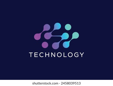 Minimalist Technology vector logo. Modern Technology vector logo
