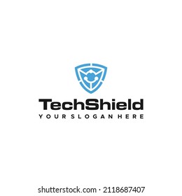 minimalist TechShield aegis protection logo design